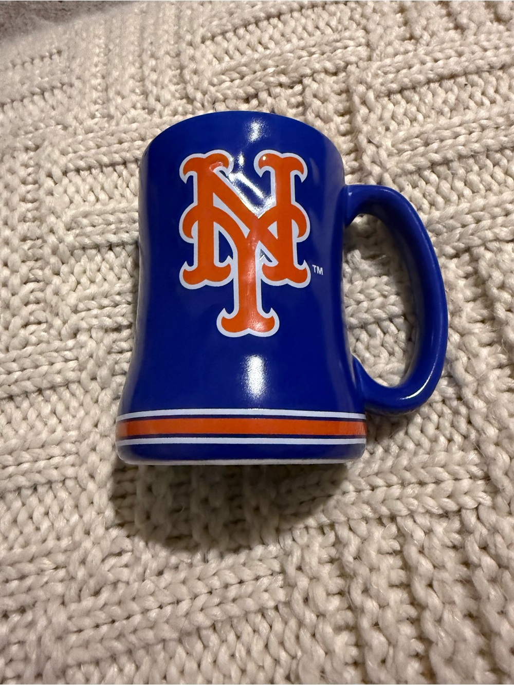 Offical New York Mets MLB Logo Brands Ceramic Mug Blue Orange